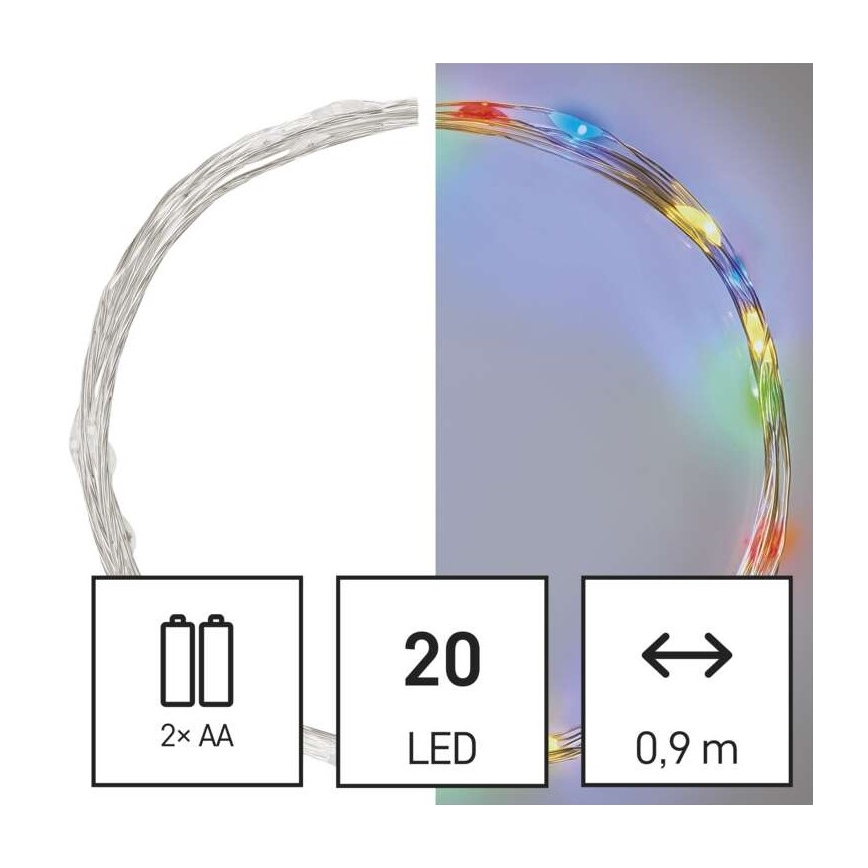 Cadena de luces de Navidad LED 20xLED/2xAA 2,4m multicolor