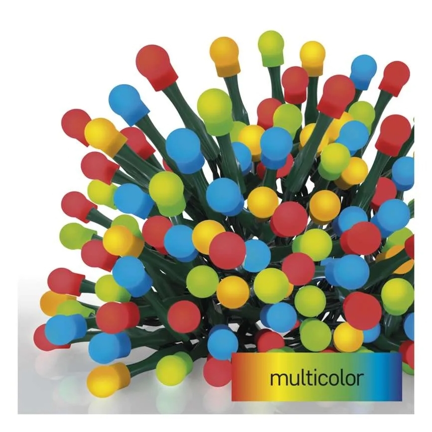 Cadena de luces LED 200 LEDs, 8 funciones, 25 m, IP44, multicolor