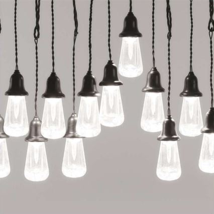 Cadena de luces LED decorativa para exterior 16xLED 8,6m IP44 blanco frío