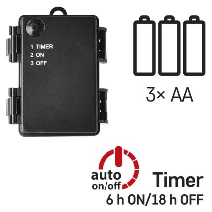 Cadena de luces LED exterior 80xLED/3xAA 6,1m IP44 blanco cálido