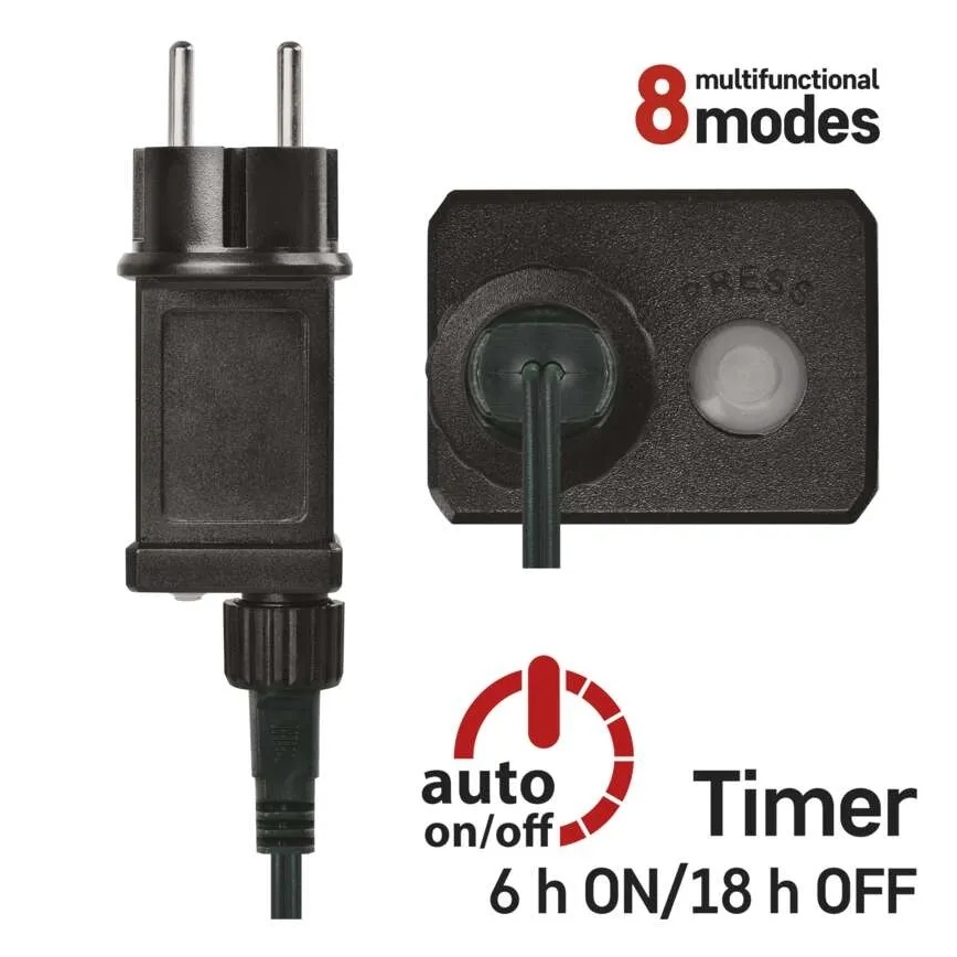 Cadena de luces LED navideña para exterior, 480 LEDs/8 funciones, 53 m, blanco frío, IP44