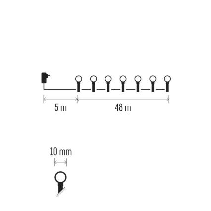 Cadena de luces LED navideña para exterior, 480 LEDs/8 funciones, 53 m, blanco frío, IP44