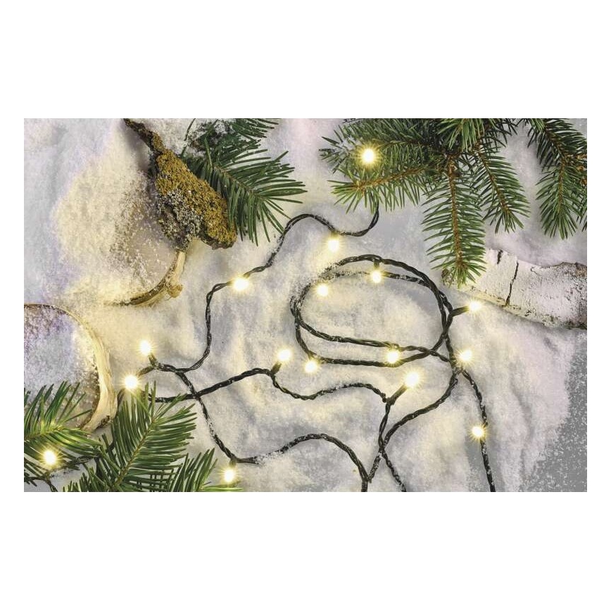 Cadena de luces LED para exterior, 120 LEDs / 8 modos, 17 m, IP44, blanco cálido