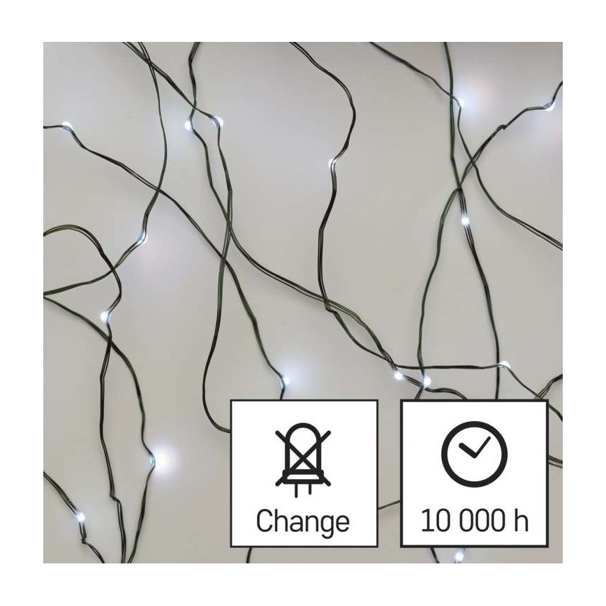 Cadena de luces LED para exterior 150xLED/20m IP44, blanco frío