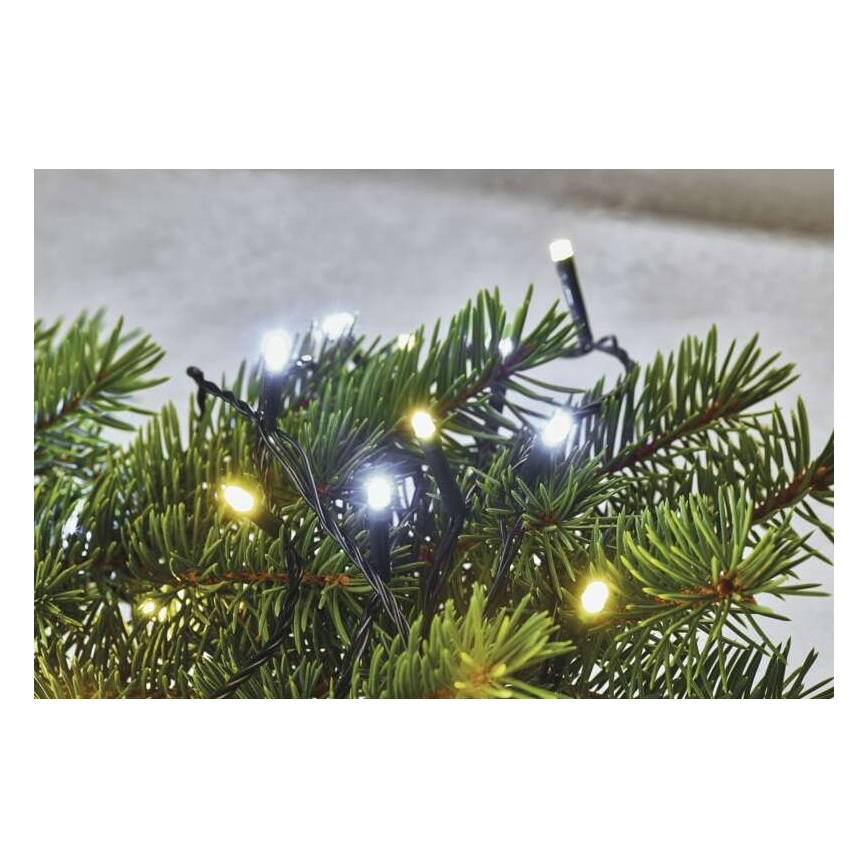 Cadena de luces LED para exterior, 80 LED, 2 funciones, 13 m, IP44, blanco cálido/blanco frío