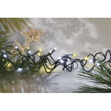 Cadena de luces LED para exterior, 80 LED, 2 funciones, 13 m, IP44, blanco cálido/blanco frío