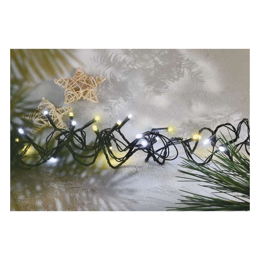 Cadena de luces LED para exterior, 80 LED, 2 funciones, 13 m, IP44, blanco cálido/blanco frío