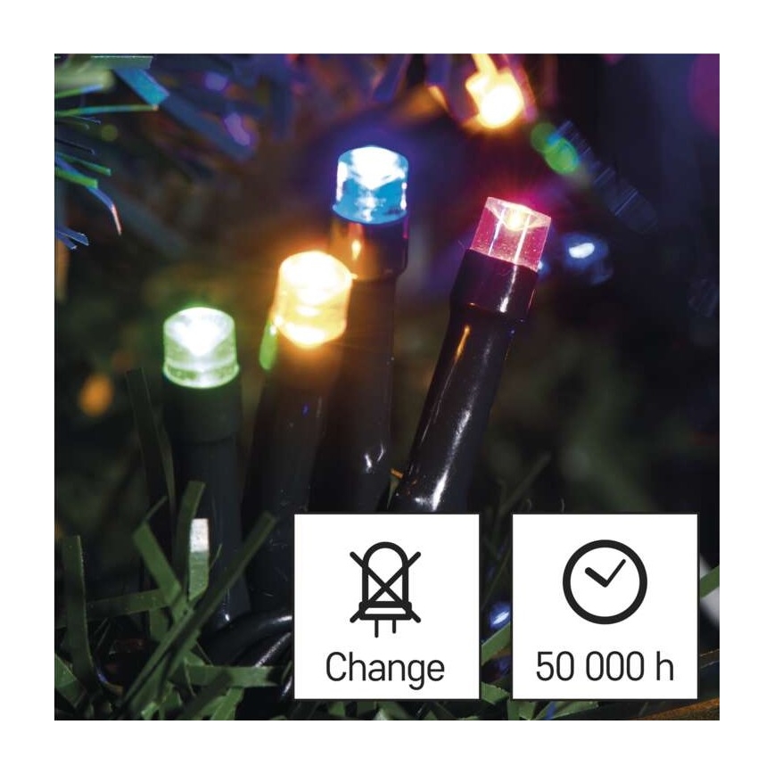 Cadena de luces LED para exterior, 80 LEDs/13 m, IP44, multicolor