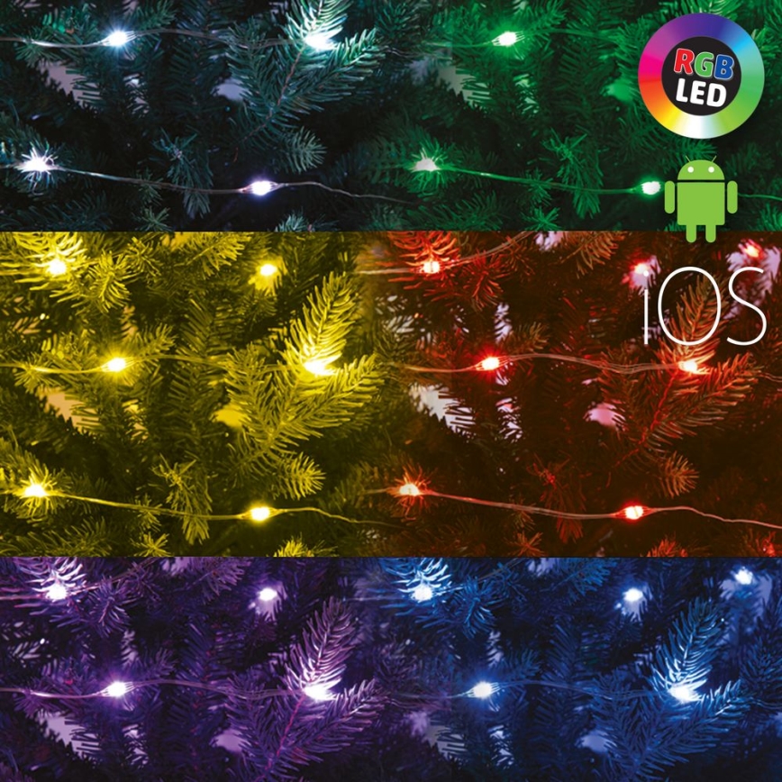 Cadena de luces LED RGB regulable 200 LEDs / 29 funciones 20,4 m
