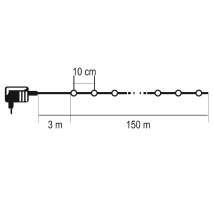 Guirnalda navideña LED para exterior 1500 LEDs/230 V 8 funciones 153 m IP44 blanco frío + mando a distancia