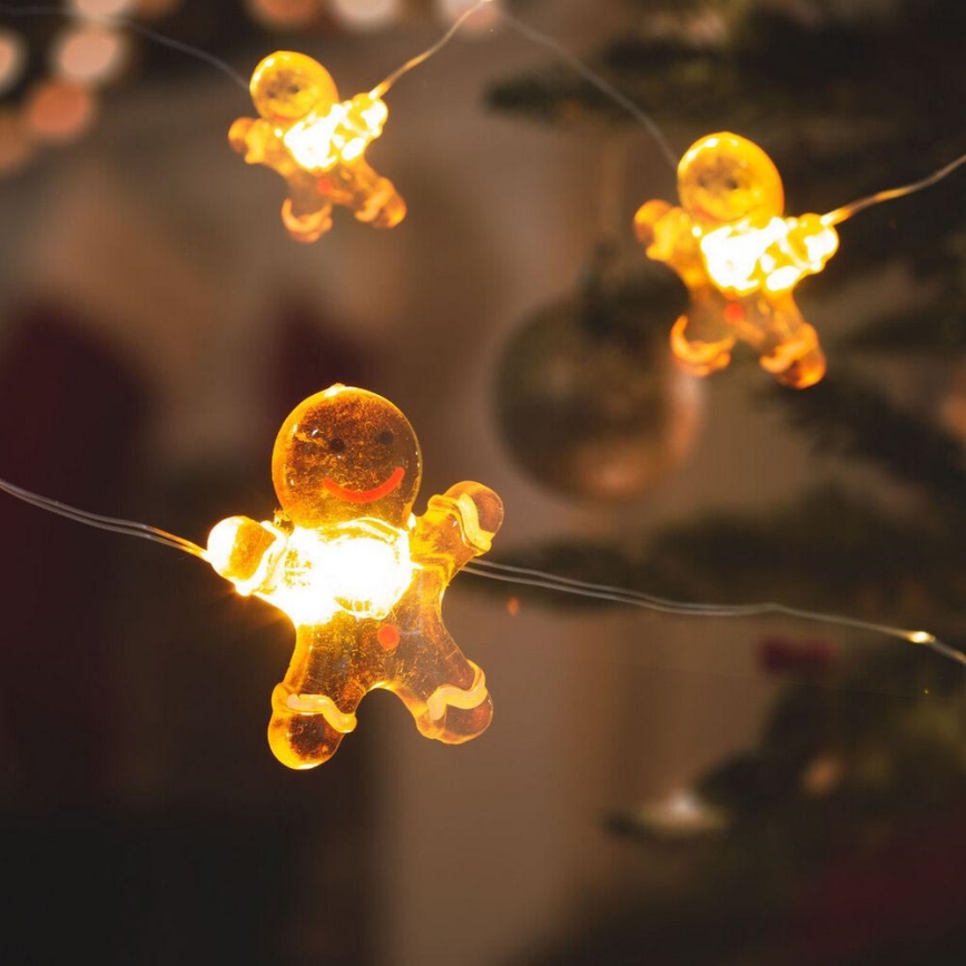 Cadena de Navidad LED 10xLED/2xAA 1,2m blanco cálido
