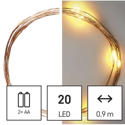 Cadena de Navidad LED 20xLED/2,4m blanco cálido