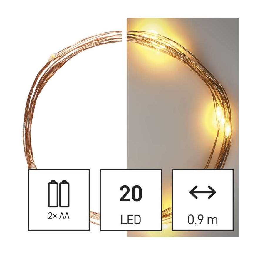 Cadena de Navidad LED 20xLED/2,4m blanco cálido