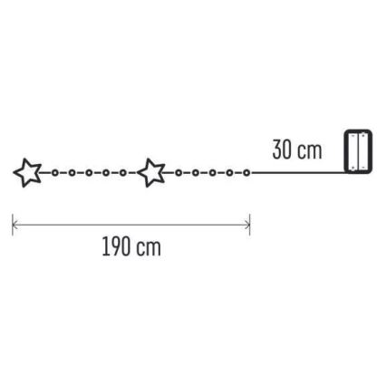 Cadena de Navidad LED 20xLED/2xAA 2,2 m blanco cálido
