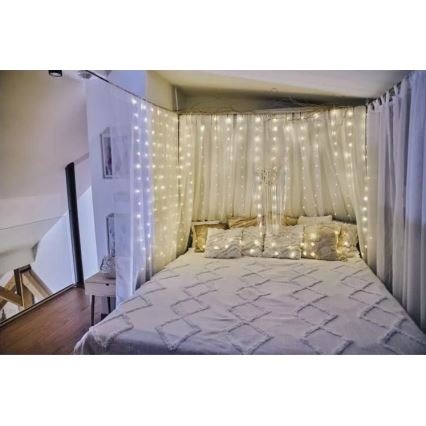 Cadena de navidad LED para exteriores 180xLED/8 funciones 6,7 m IP44 blanco cálido