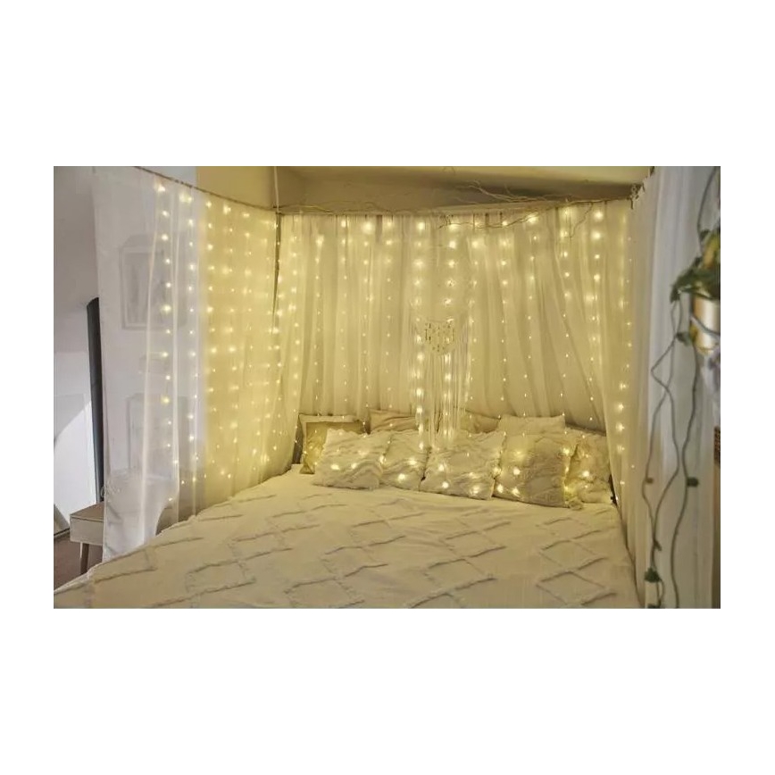 Cadena de navidad LED para exteriores 180xLED/8 funciones 6,7 m IP44 blanco cálido