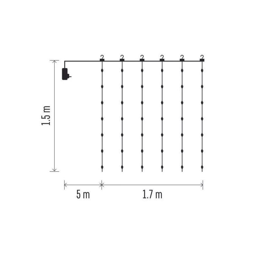 Cadena de navidad LED para exteriores 180xLED/8 funciones 6,7 m IP44 blanco cálido
