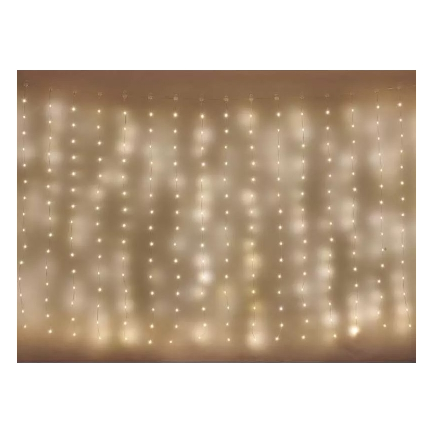 Cadena de navidad LED para exteriores 300xLED/8 funciones 7,9 m IP44 blanco cálido