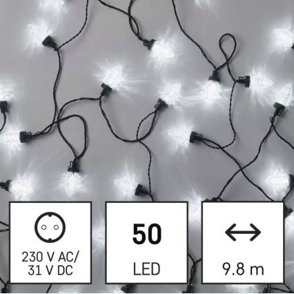 Cadena de Navidad LED para exteriores 50xLED/8 funciones 14,8 m IP44 blanco frío