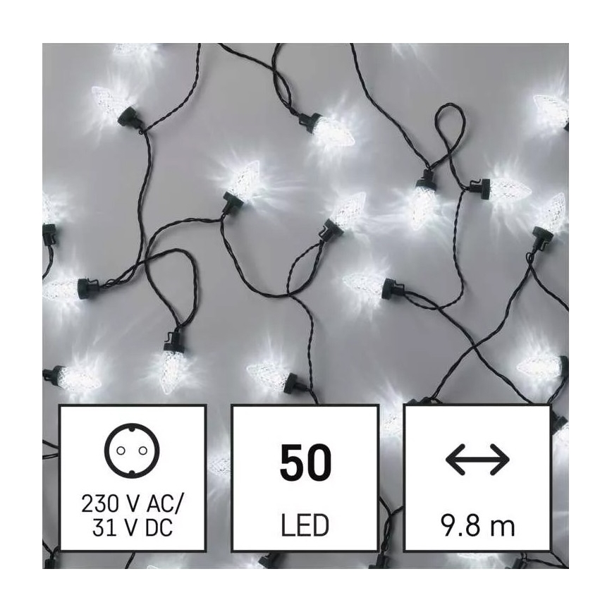 Cadena de Navidad LED para exteriores 50xLED/8 funciones 14,8 m IP44 blanco frío