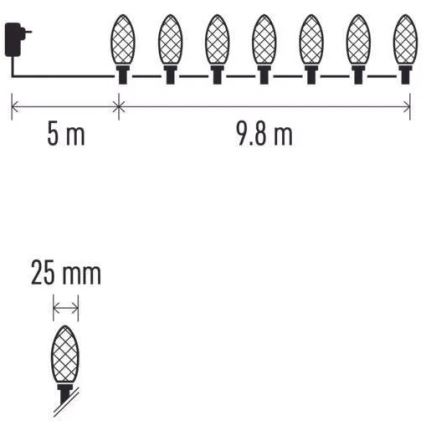 Cadena de Navidad LED para exteriores 50xLED/8 funciones 14,8 m IP44 blanco frío