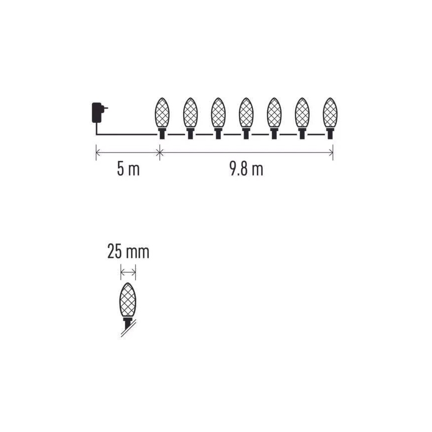 Cadena de Navidad LED para exteriores 50xLED/8 funciones 14,8 m IP44 blanco frío