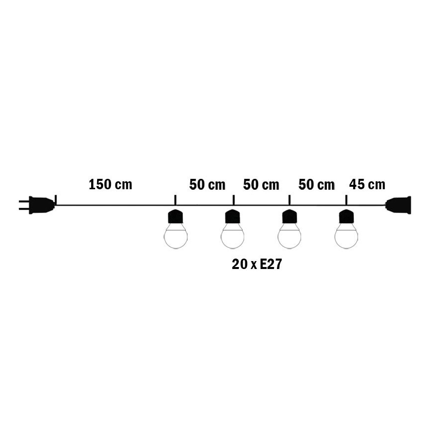 Cadena decorativa exterior MIMOSA 20xE27/1,3W/230V IP44 10m