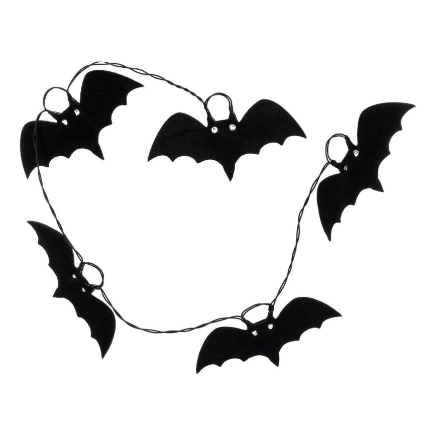 Cadena decorativa LED HALLOWEEN 10xLED/2xAA/blanco cálido 1,3m murciélagos