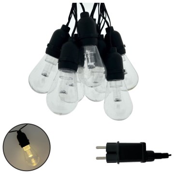 Cadena decorativa LED para exterior, 10 LEDs, 0,15 W por LED, 230 V, 3,8 m, IP44, color negro