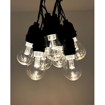 Cadena decorativa LED para exterior, 10 LEDs, 0,15 W por LED, 230 V, 3,8 m, IP44, color negro