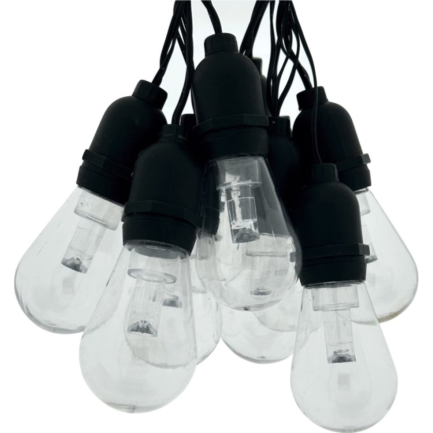 Cadena decorativa LED para exterior, 10 LEDs, 0,15 W por LED, 230 V, 3,8 m, IP44, color negro