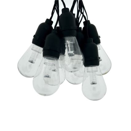 Cadena decorativa LED para exterior, 10 LEDs, 0,15 W por LED, 230 V, 3,8 m, IP44, color negro