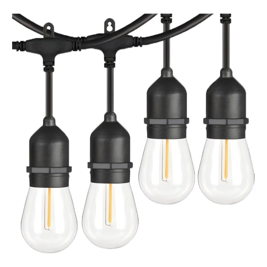 Cadena decorativa LED para exteriores 10xE27/1W/230V 10 m IP65 negro
