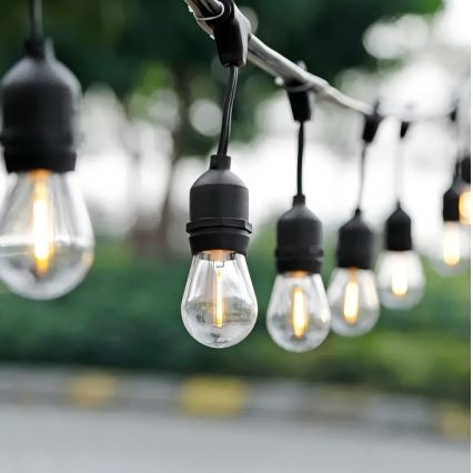 Cadena decorativa LED para exteriores 10xE27/1W/230V 10 m IP65 negro