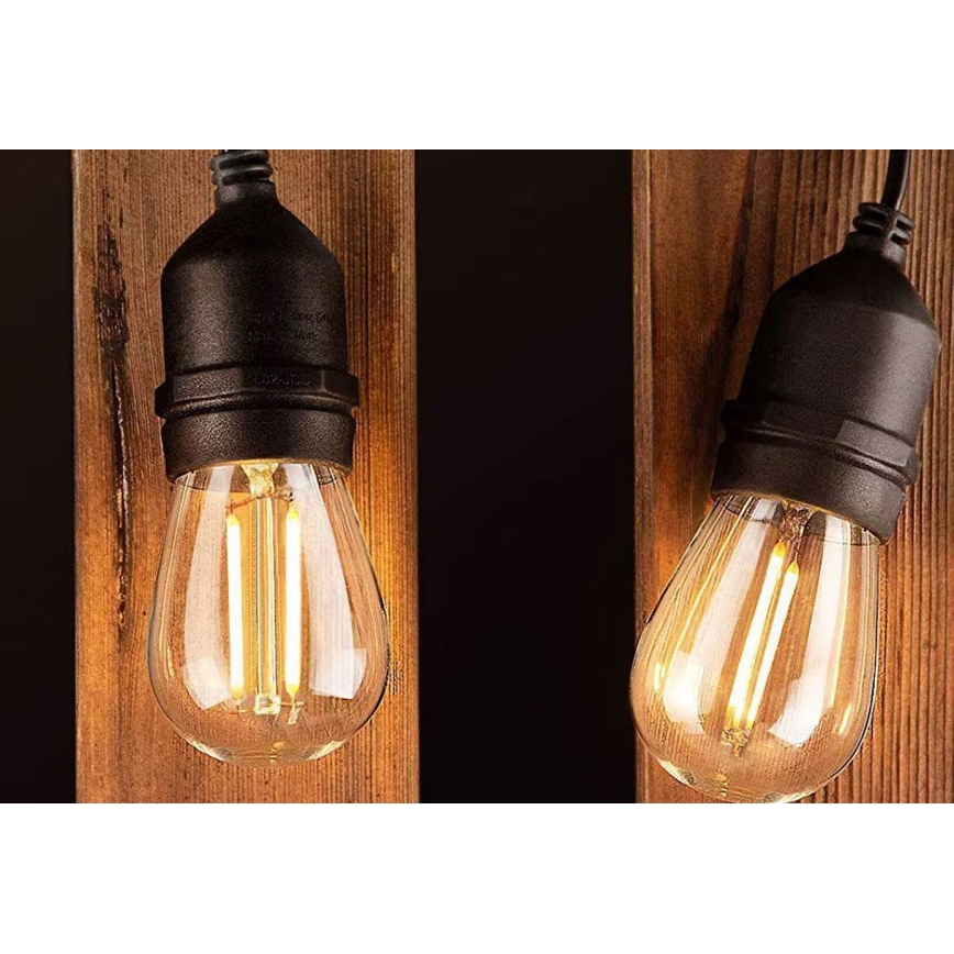 Cadena decorativa LED para exteriores 10xE27/1W/230V 10 m IP65 negro