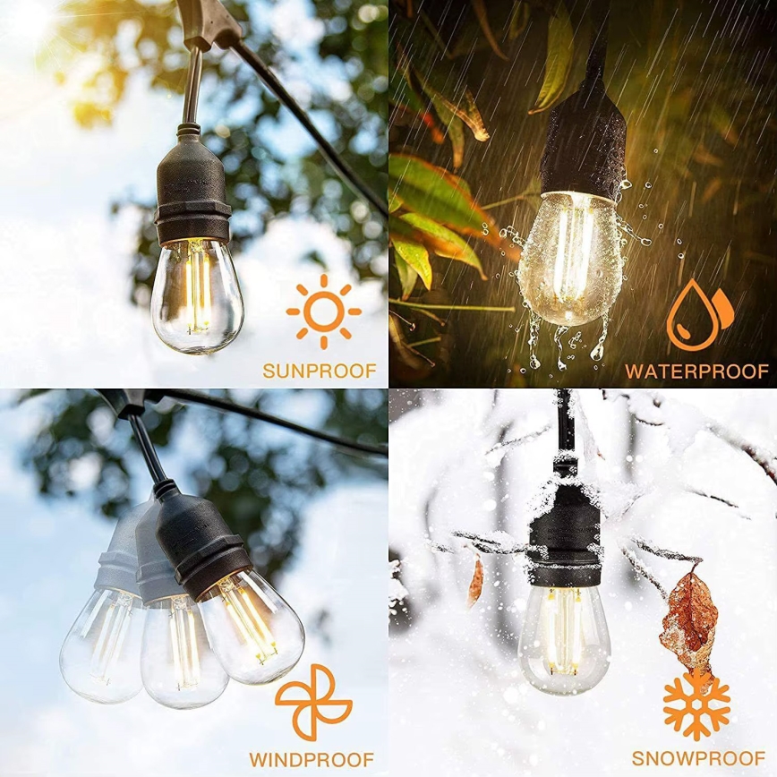 Cadena decorativa LED para exteriores 10xE27/1W/230V 10 m IP65 negro
