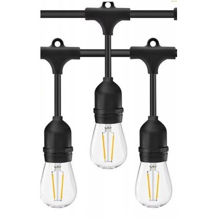 Cadena decorativa LED para exteriores 10xE27/1W/230V 10 m IP65 negro