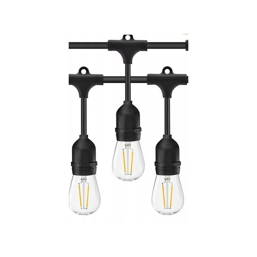 Cadena decorativa LED para exteriores 10xE27/1W/230V 10 m IP65 negro