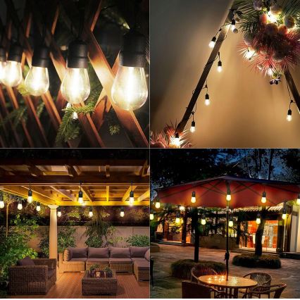 Cadena decorativa LED para exteriores 30xE27/1W/230V 16,44 m IP44 negra