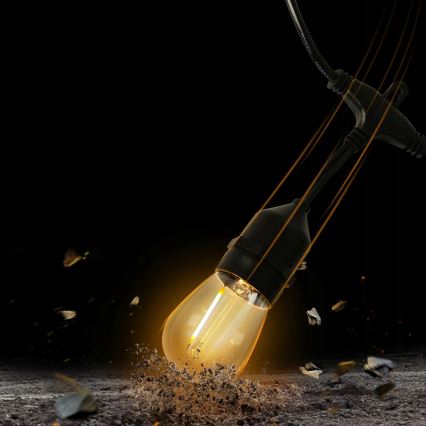 Cadena decorativa LED para exteriores 30xE27/1W/230V 16,44 m IP44 negra