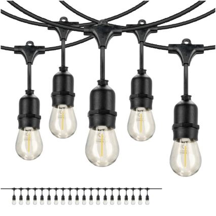 Cadena decorativa LED para exteriores BAJA ST64 20xE27/1W/230V 10,9m IP44 blanco cálido