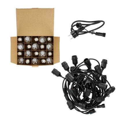 Cadena decorativa LED para exteriores BAJA ST64 20xE27/1W/230V 10,9m IP44 blanco cálido