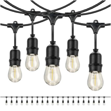Cadena decorativa LED para exteriores BAJA ST64 20xE27/1W/230V 20,9m IP44 blanco cálido