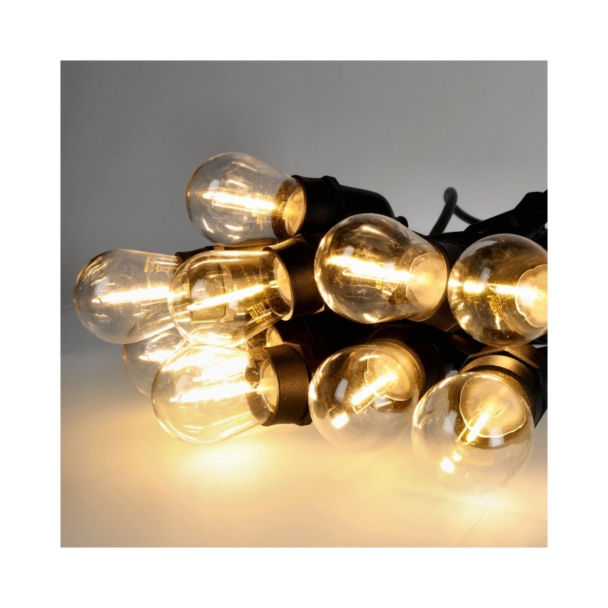 Cadena decorativa LED para exteriores BAJA ST64 20xE27/1W/230V 20,9m IP44 blanco cálido