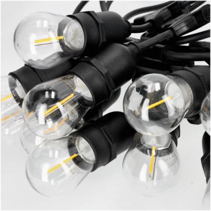 Cadena decorativa LED para exteriores BAJA ST64 20xE27/1W/230V 20,9m IP44 blanco cálido