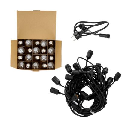 Cadena decorativa LED para exteriores BAJA ST64 20xE27/1W/230V 20,9m IP44 blanco cálido