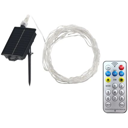 Cadena decorativa LED solar LED/3,7V 1800 mAh 10 m IP44 + control remoto