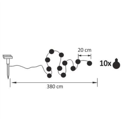 Cadena decorativa solar LED LED/1,2V 300 mAh 3,8 m IP44