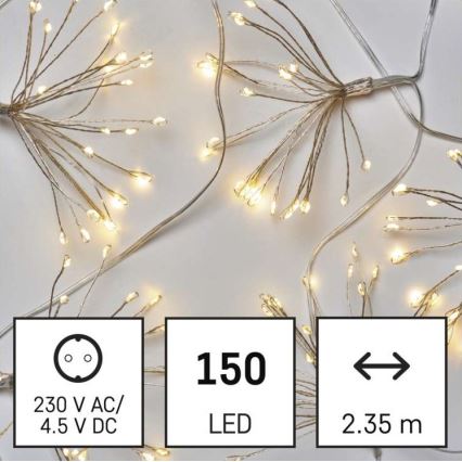 Cadena LED 150xLED/5,35m blanco cálido