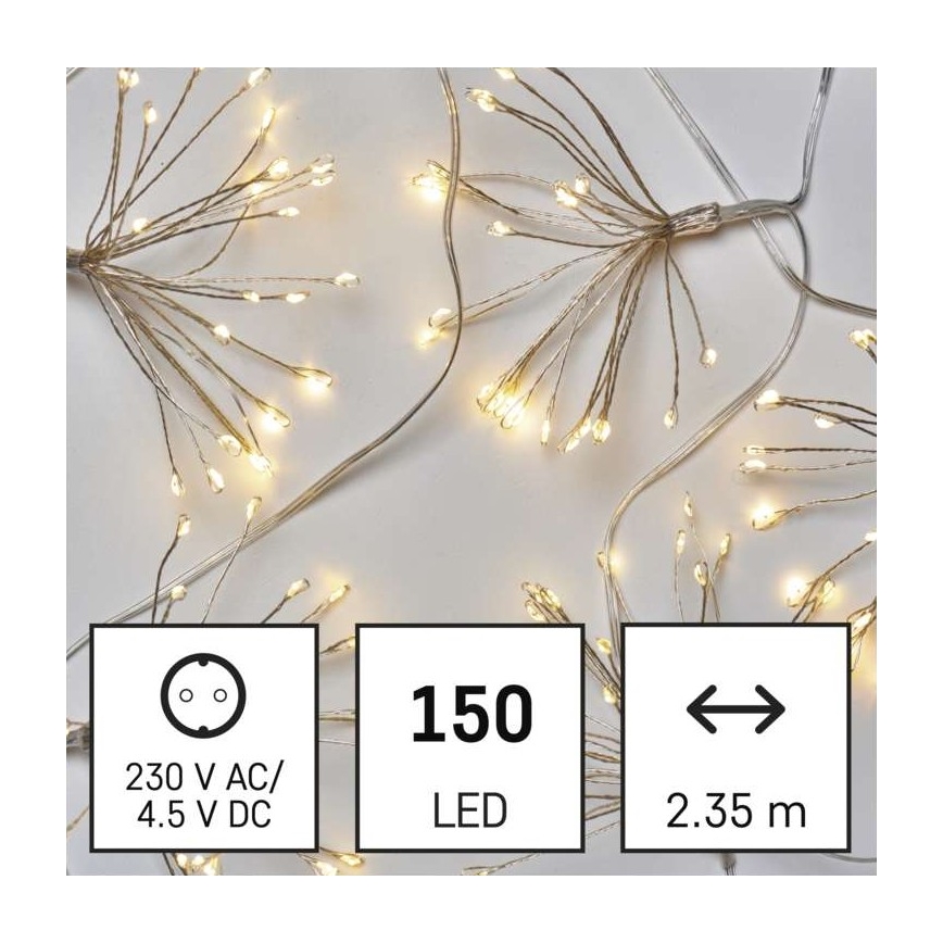 Cadena LED 150xLED/5,35m blanco cálido